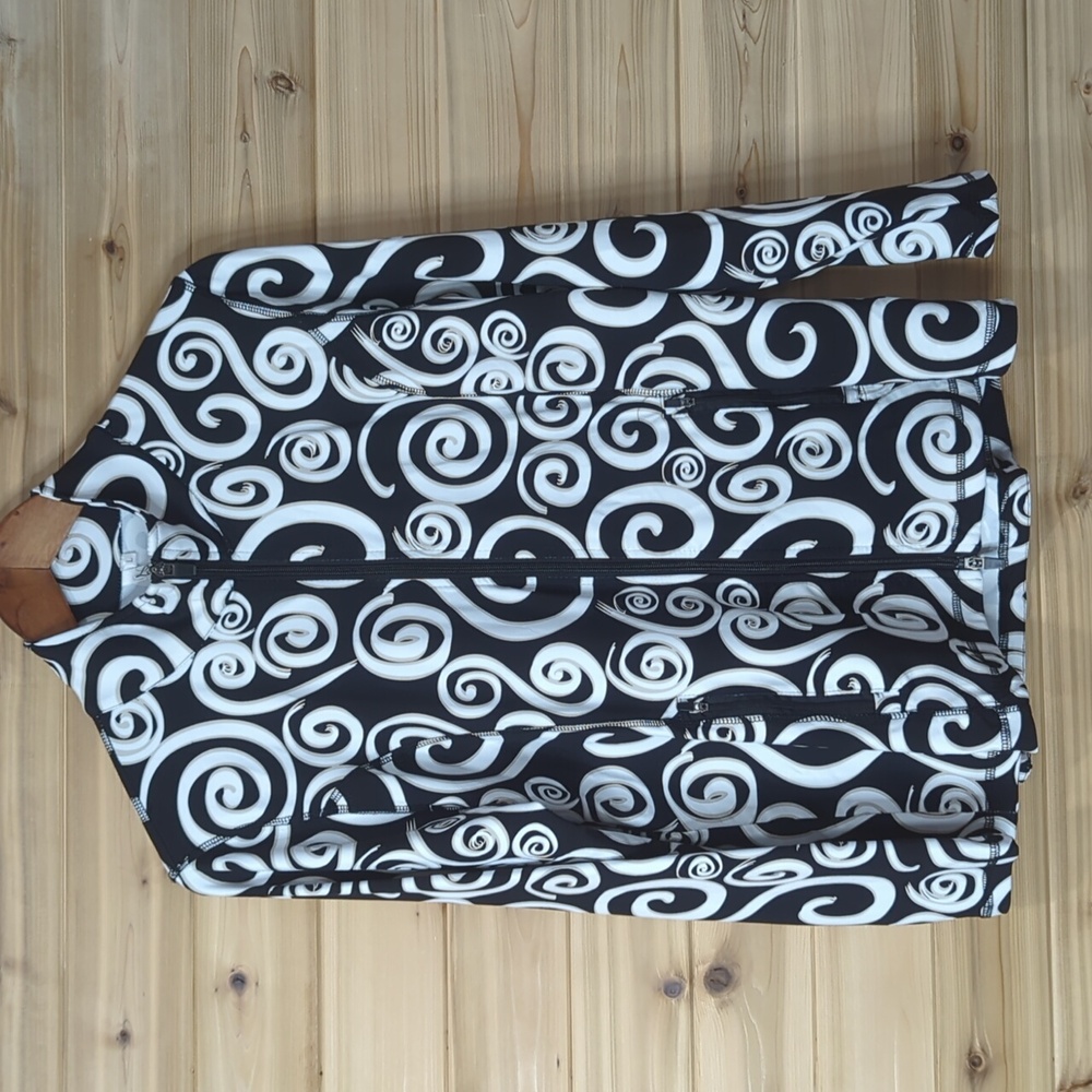 Lulu-B Black and White Swirl Zip-Front Jacket